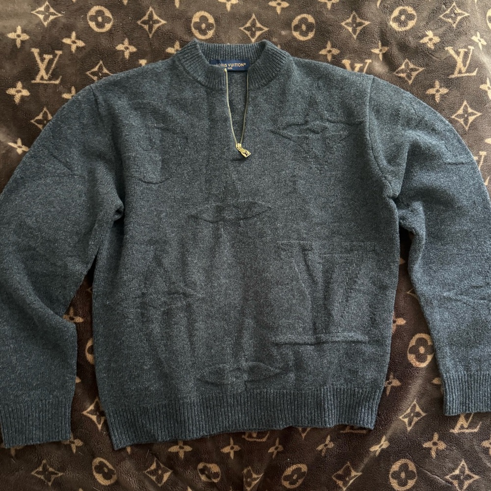 Louis Vuitton monogram jacquard wool half zip